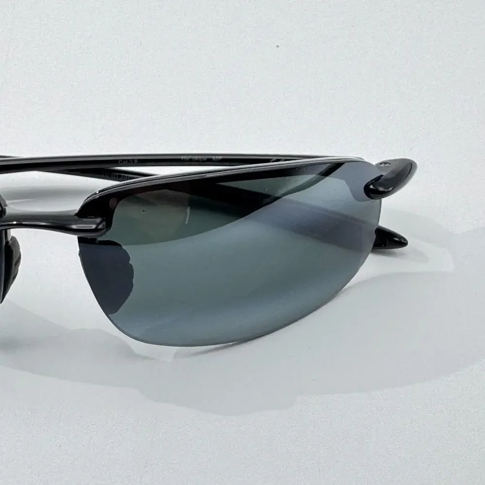 Maui Jim Sunglasses Ho'okipa MP MJ0407 001 Black Wrap Frame Gray Polarized Lens